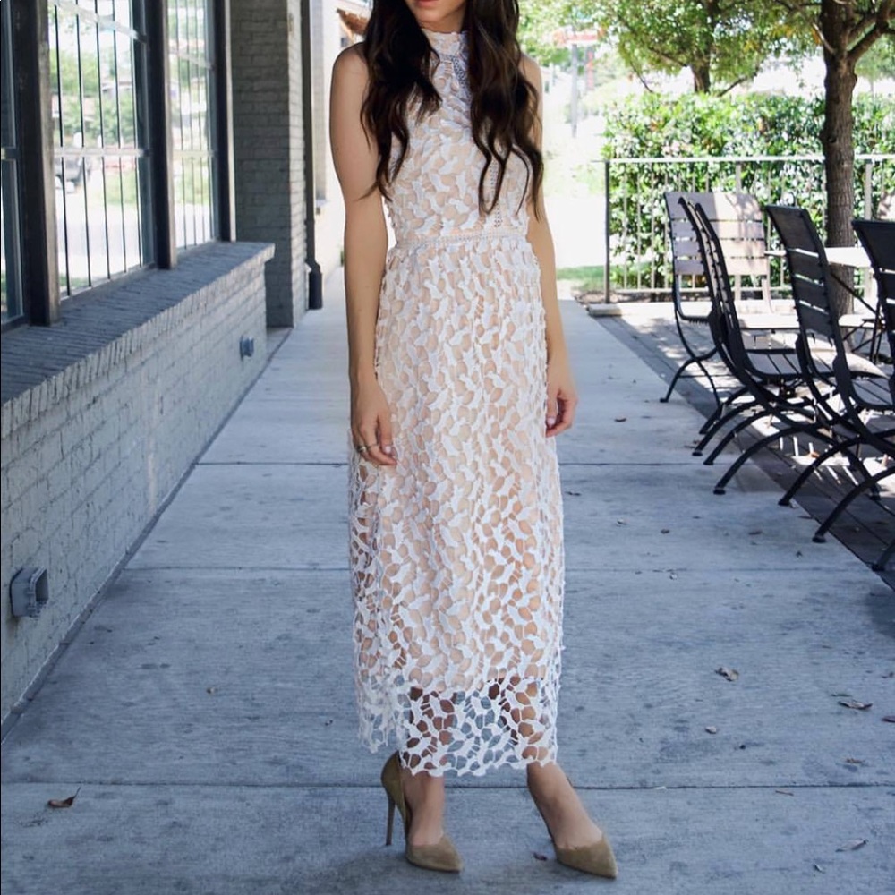 White crochet sleeveless dress